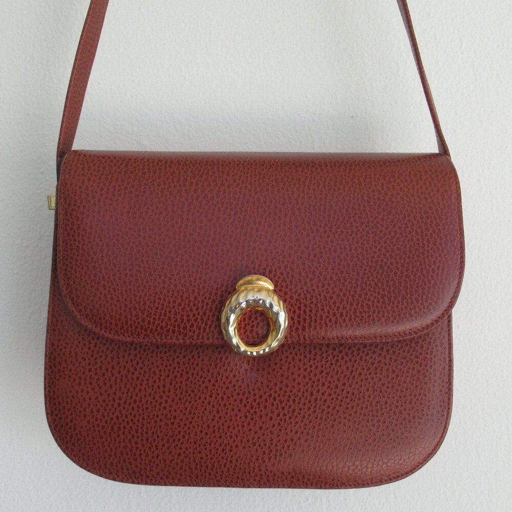 Vintage Ashreil Pebbled Leather Medium Size,  Shoulder Bag Purse Cognac Color